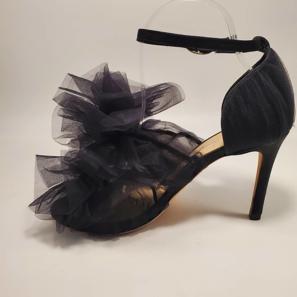 Isa Tapia Gigi Black Satin Tulle Oversized Bow Sandals Pumps Romantic, sz 37 - Picture 4 of 12
